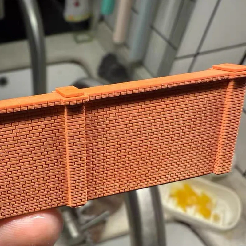 1/150 Miniaturowa Ściana z Gipsu Imitująca Cegłę, Model Czerwonego Ogrodzenia do Budynków w Skali N, Architektura, Domek dla Lalek, Dekoracja Ogrodu, 1 szt.