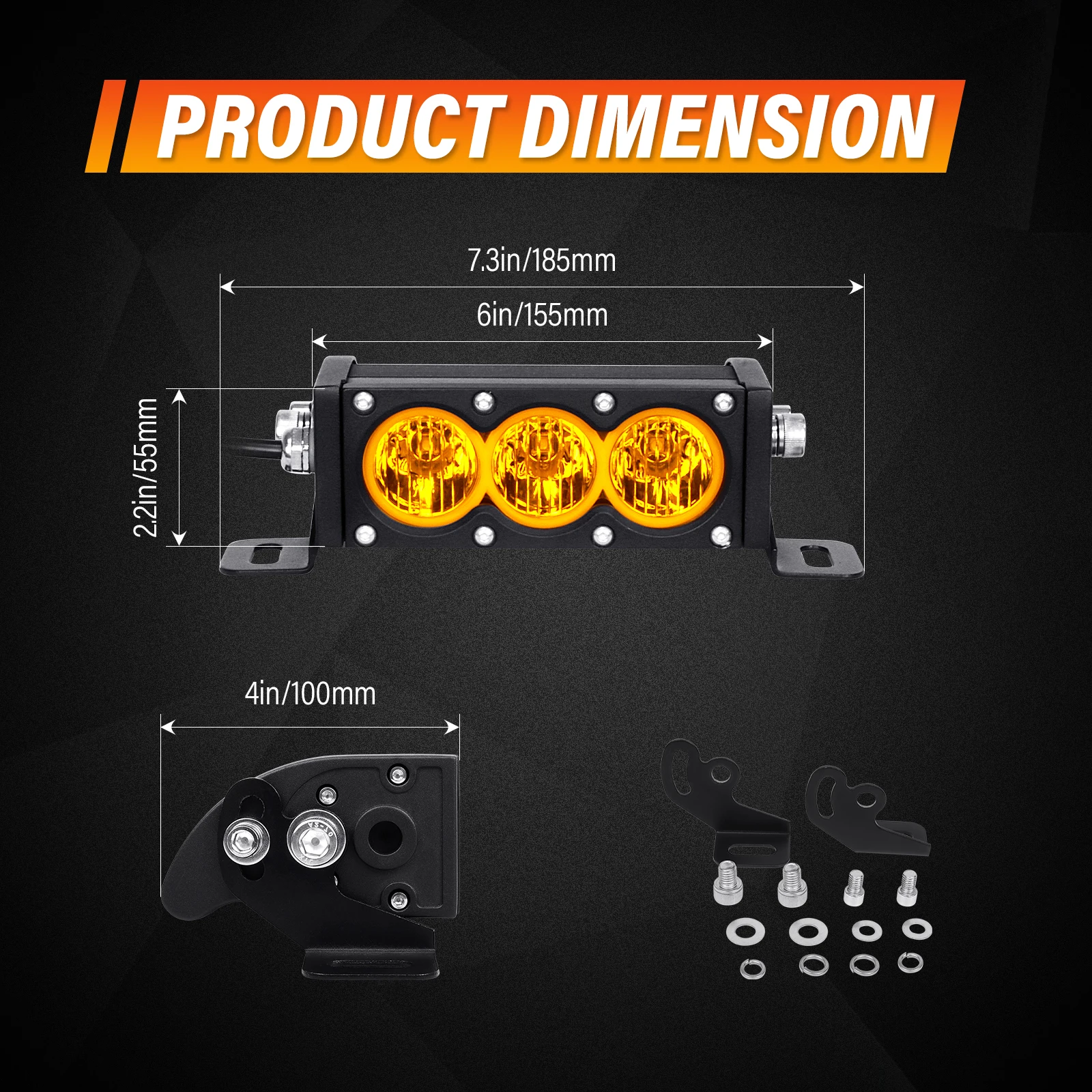 6-54 inch 30-300W LED Bar 4x4 with 12v Wire Harness Kit, LED Light Bar for Offroad Vehicles Trucks ATV, Amber White Fog Light