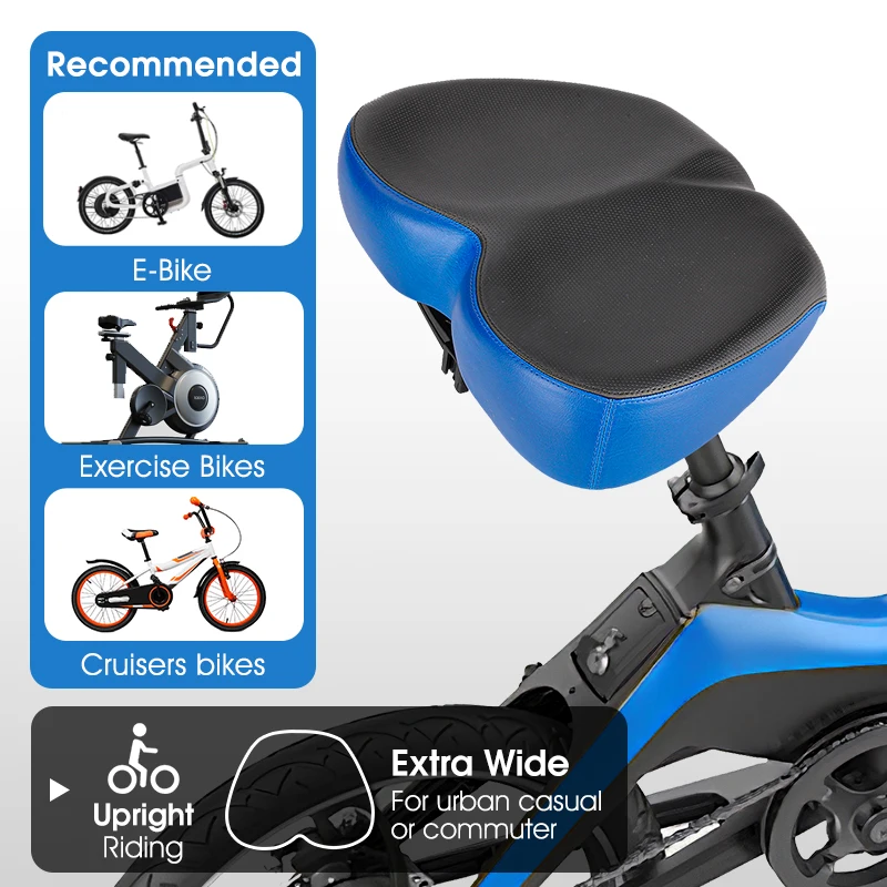 WEST BIKING Comfort Suspension Electric Bike Scooter Seat Commuter Stationary Exercise Bicycle Noseless Anti-prostate Saddles