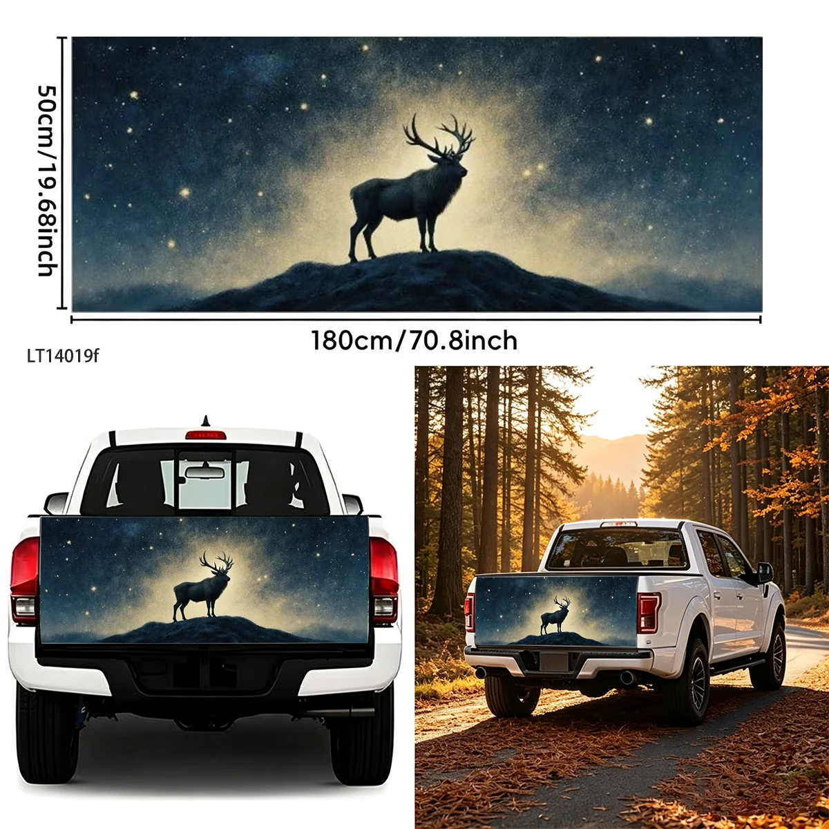 Vintage Wilderness Stag Big Moon Landscape Car Rear Tail Sticker Waterproof Vinyl Universal Truck