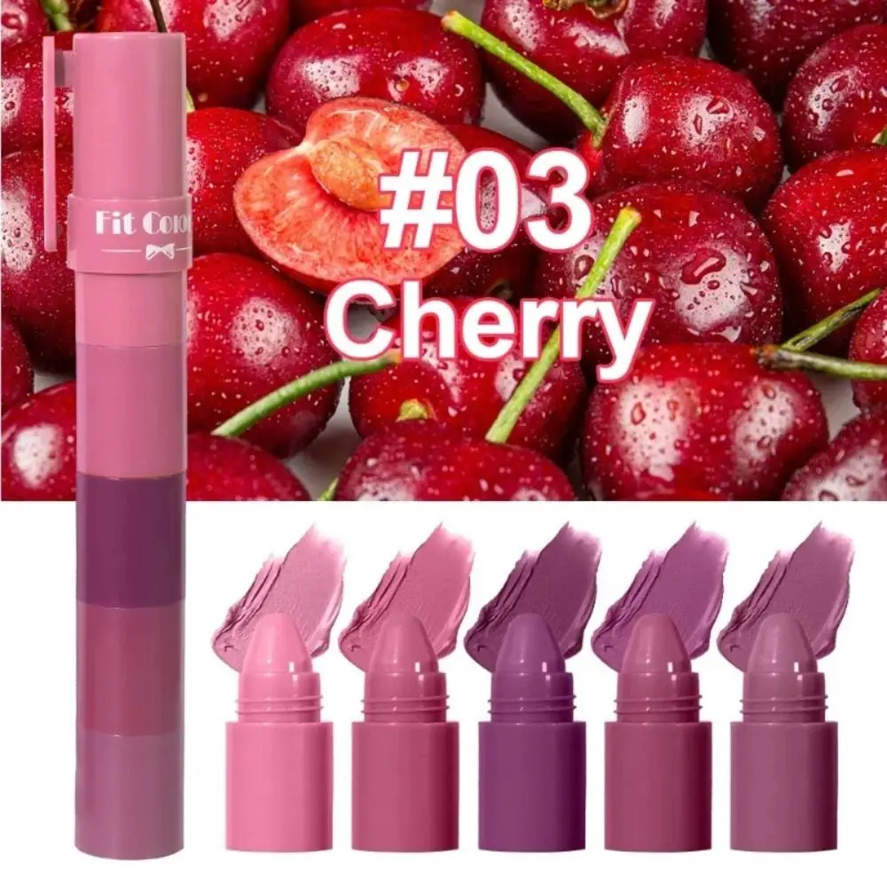 Heißer 5-in-1-Matt-Lippenstift, Buntstift, Antihaft-Tasse, sexy, mehrfarbig, rot, lila, Lippentönung, samtig, dauerhaftes Lippen-Make-up, Lippenbalsam für Frauen