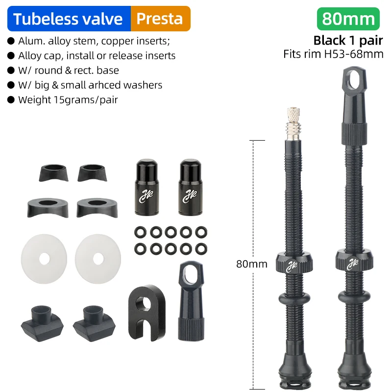 Fahrrad Tubeless Reifen Ventil Carbon Felge Presta Ventile 40 50 65 80mm F/V Abnehmbare Messing Kern W/kappe Für MTB Fahrrad Luft Ventil