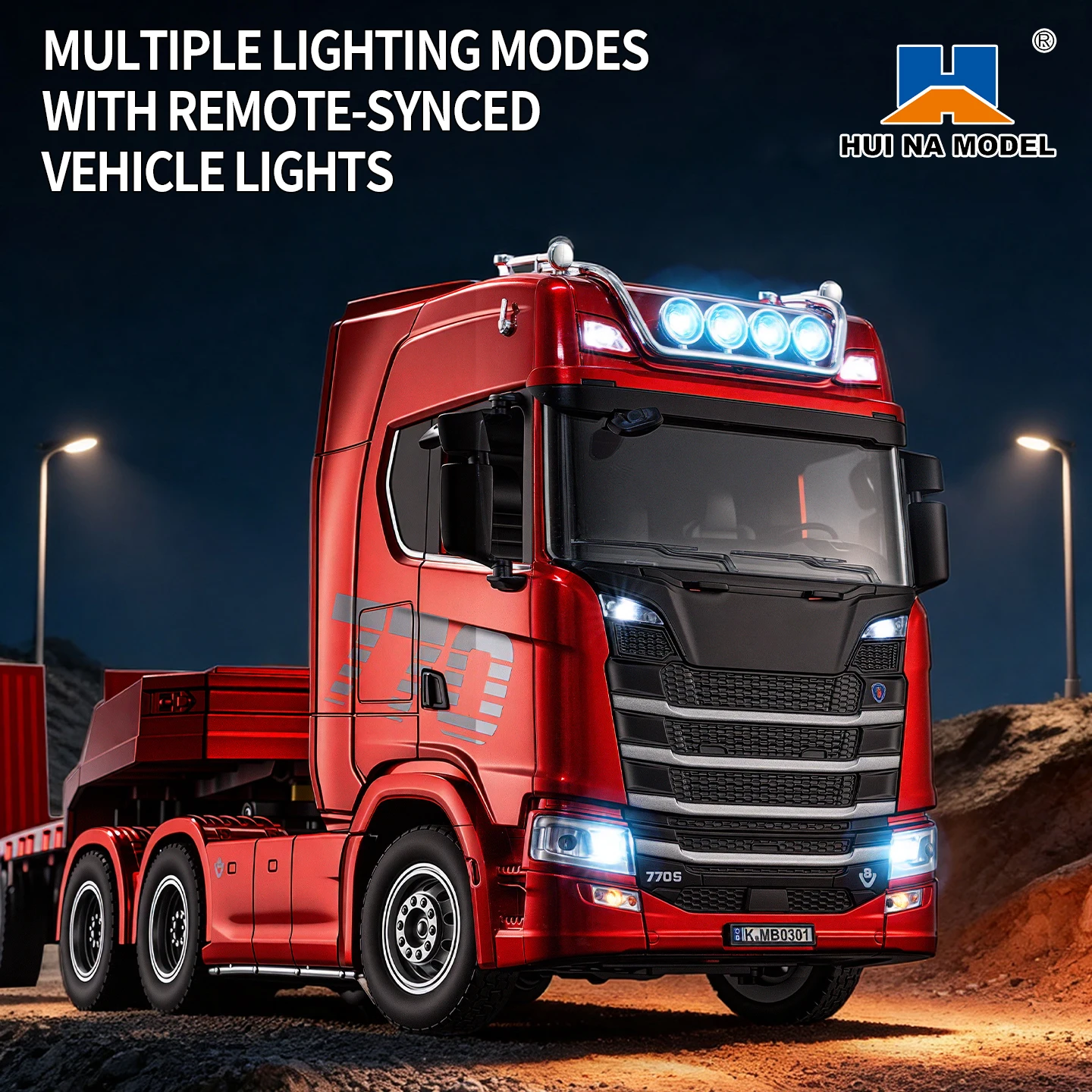 HUINA 1302A RC Tractor Truck 1/24 14CH 770S With Trailer Model RTR Light Sound Remote Control Truck Trailer Lorry Cars Toys