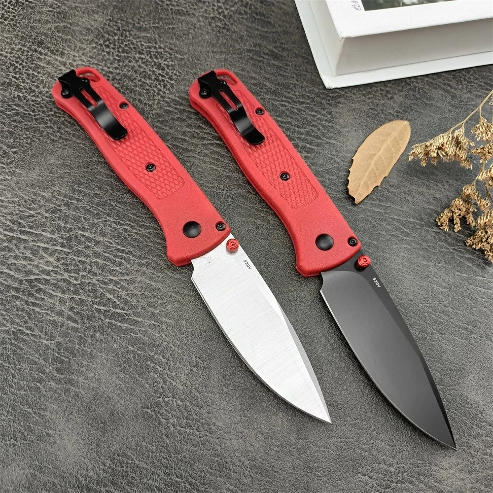 Hot Red Nylon Fiberglass Handle BM 535 Pocket Folding Knife 440C Blade Outdoor Hiking Camping Knives Hunting Survival EDC Tools - view 3