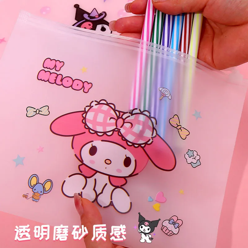 36pcs/lot Sanrio Kuromi Melody Ring Pencil Case Cartoon Storage Bag Stationery File Pouch Office School Supplies Kids Gift