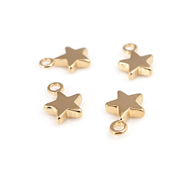 18K Gold Color Brass Small Star Charms High Quality Diy Jewelry Making Supplies Necklace Earrings Accessories for Women