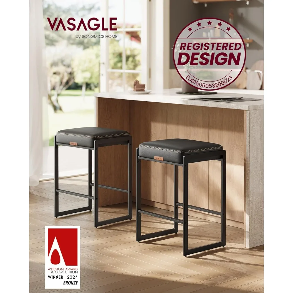 Two-piece Bar Stool Set, High Bar Stools, Synthetic Leather Stitching, Medieval-modern Style Bar Stools