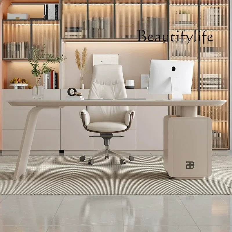 

BJ Light Luxury Rock Slab Desk Modern Simple Home Study Desk Chair Combination High-end Boss Desk