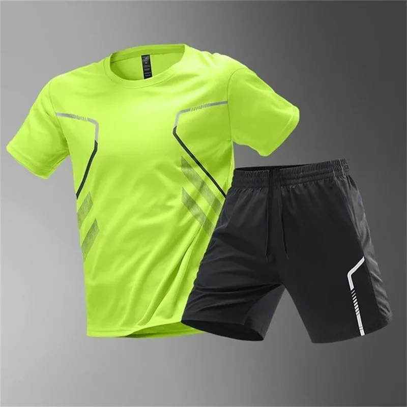 Fashion Men\'s Breathable Tennis Sports Suit Summer Casual Outdoor Sportwear Women\'s Badminton T-shirt Loose Running Clothing Set