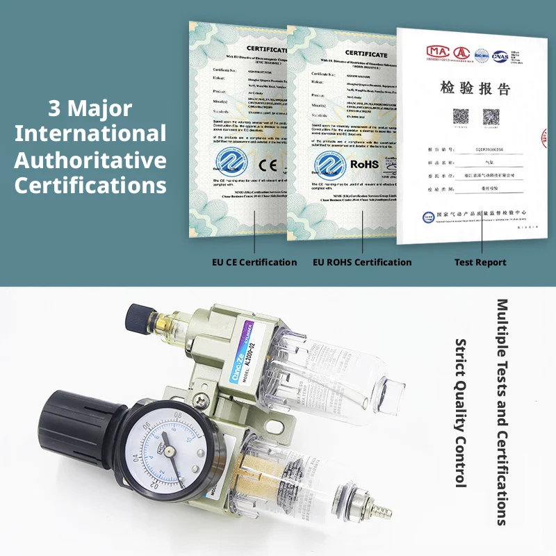 Industrial Air Filter-Regulator-Lubricator (FRL) Triple Unit: 1.5MPa Max, -5°C~60°C, G1/8 to 1