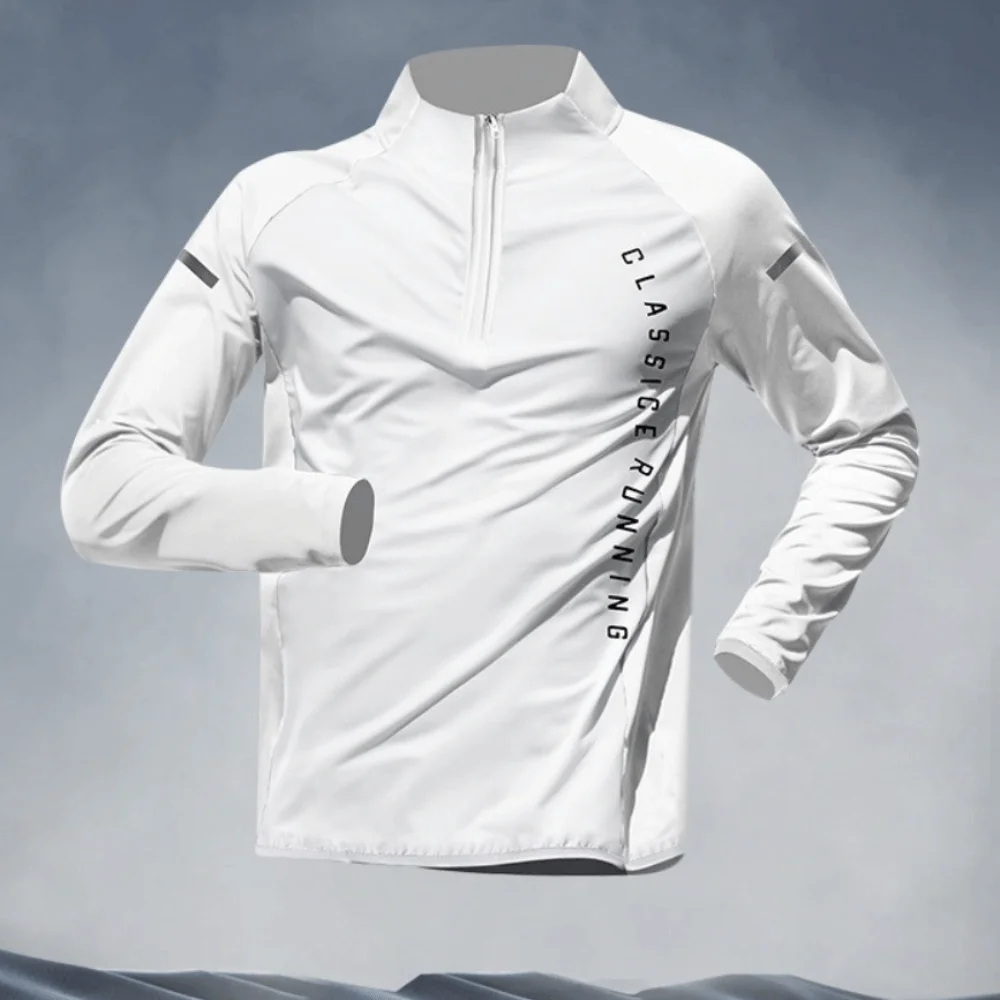 

Long Sleeved Men's Fitness T-shirt with Reflective Strip Sportswear Sport Running Shirts Tops Windproof Men Sport T-shirt
