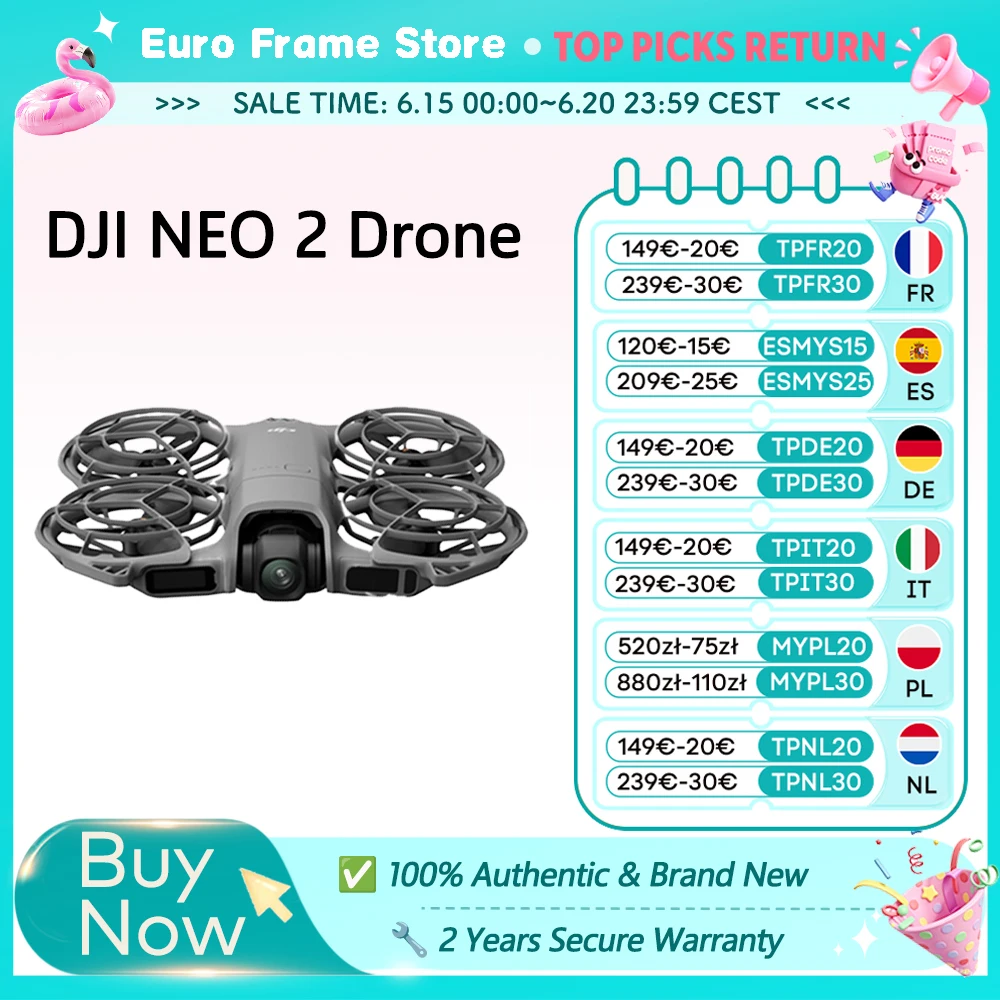 Envío de la UE DJI Neo2 Drone Fly Camera Drone 4K vídeo estabilizado 151g liger…