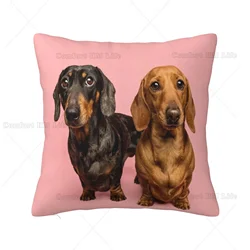 Cartone animato bassotto cane federa casa divano quadrato fodera per cuscino modello animale carino fodera per cuscino decorativo 45x45cm