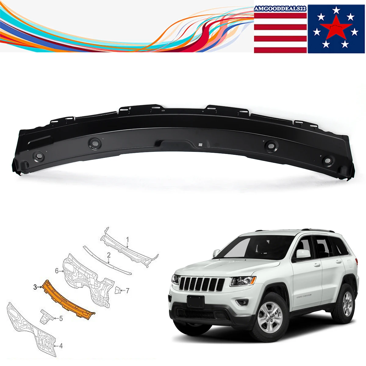 

68021005AB For Dodge Durango & Jeep Grand Cherokee 2011 2012 2013 2014 2015 2016 Windshield Wiper Cowl Cover