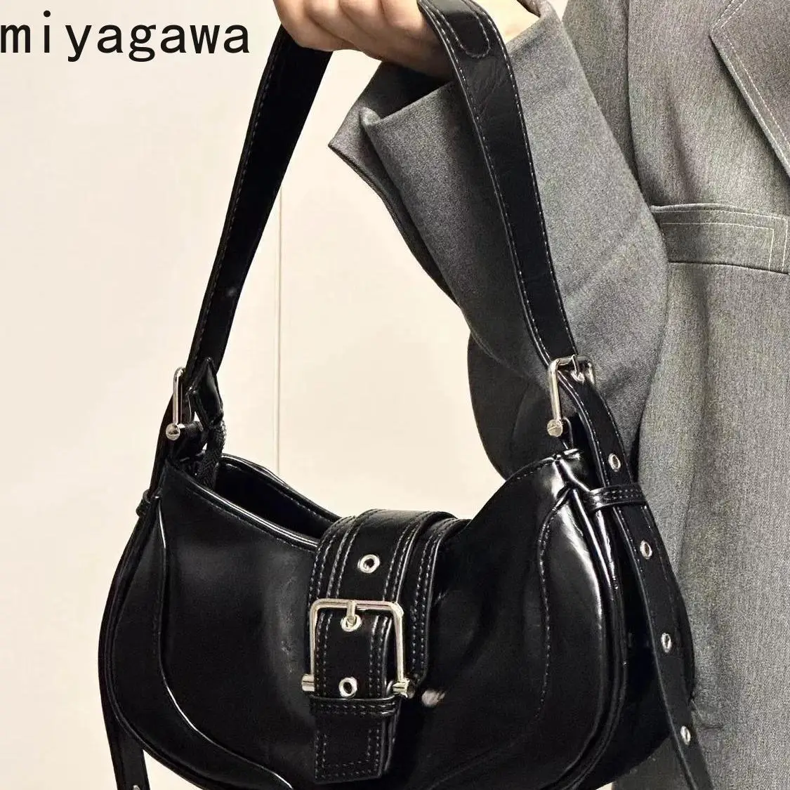 Miyagawa Niche Saddle Bag for Women 2024 New Fashio Underarm Single Shoulder Crossbody Bags