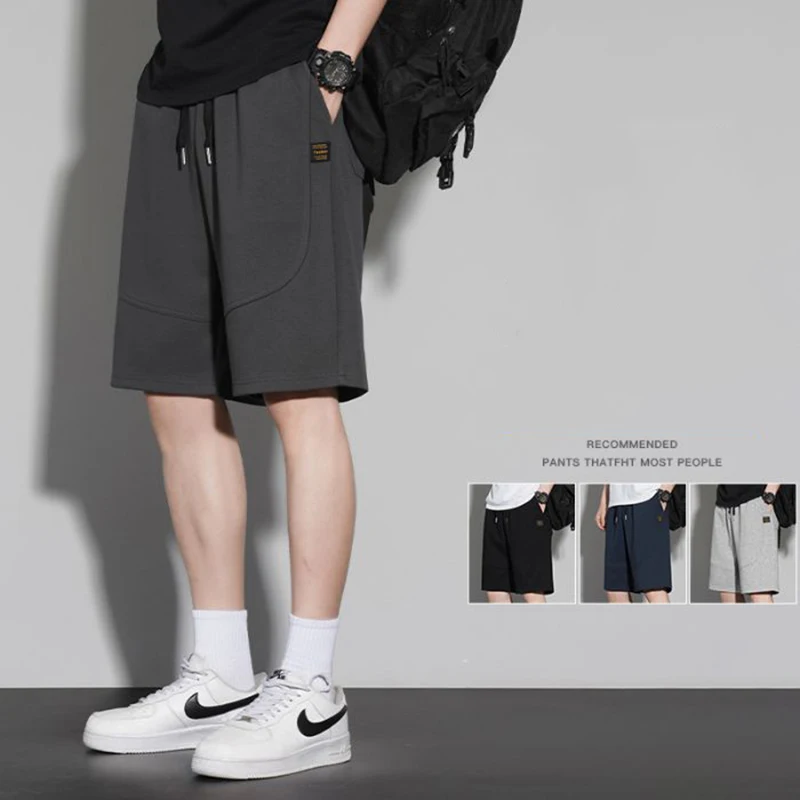 

Men Summer Lightweight Breathable Loose Fit Shorts Male Cooling Quick Drying Straight Leg Knee Length Pants Outdoor Sweatpants