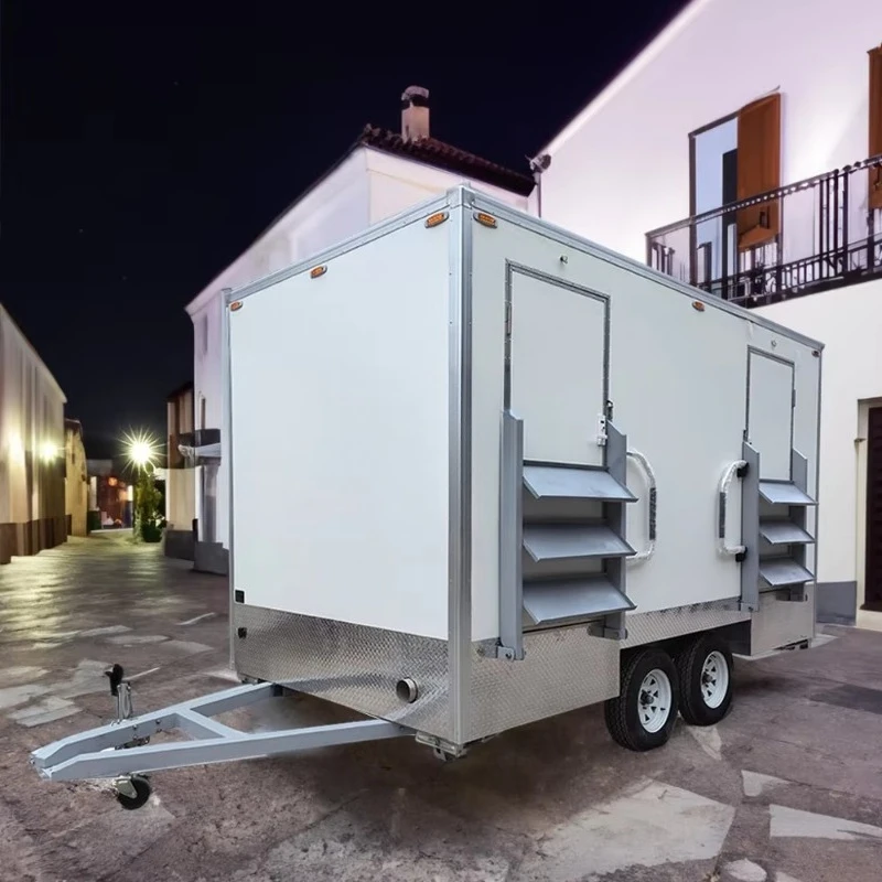 High Quality Two-Stall Mobile Restroom Trailer Portable Outdoor Mobile Toilets for Apartment Use