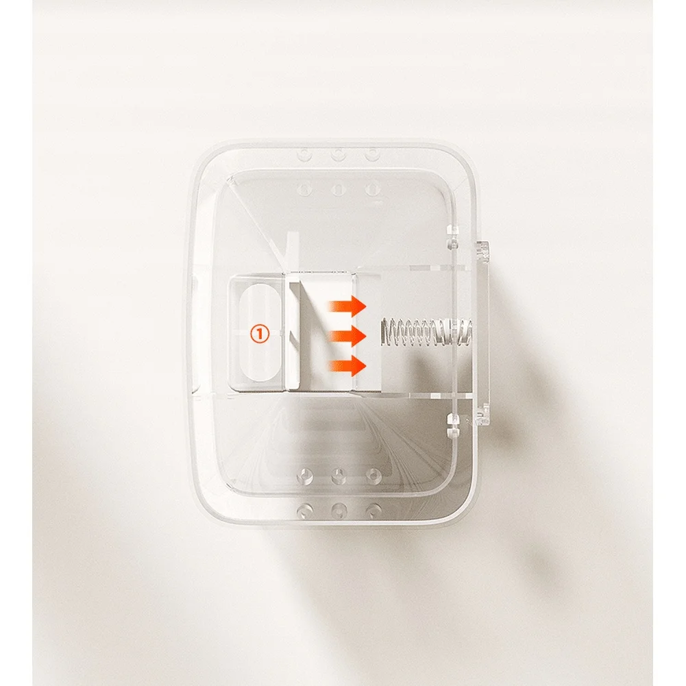 Transparent Detergent Storage Box Designed for Wall Mounting with Press Release Action and Large Capacity Opening