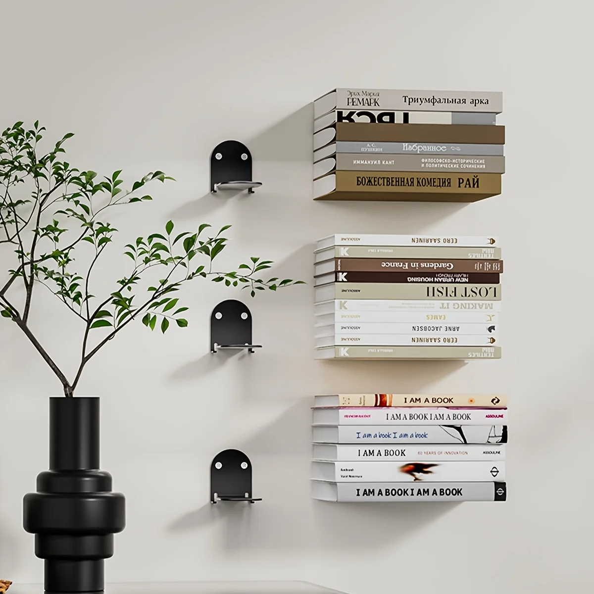 1/3pcs Modern Invisible Wall Mounted Bookshelf Home Office Decor Indoor Book Organizer Rack Book Organizer Home Decoration