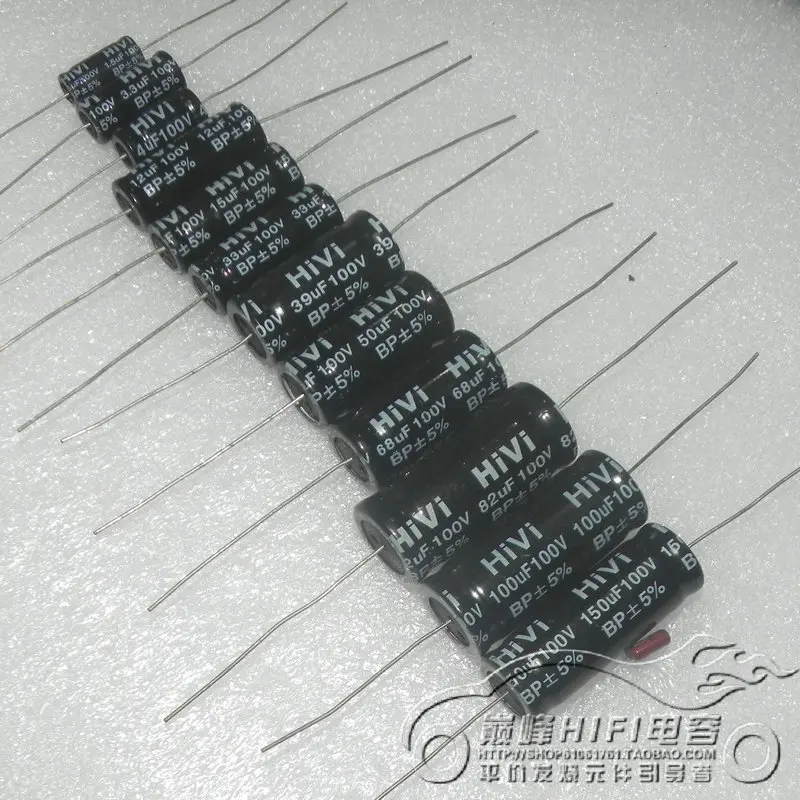 HI VI   Electrodeless BP axial Electrolytic Capacitor  100V 1.5UF 3.3UF 4UF 12UF 15UF 33UF 39UF 50UF 68uf 82uf 100uf 150uf 27uf