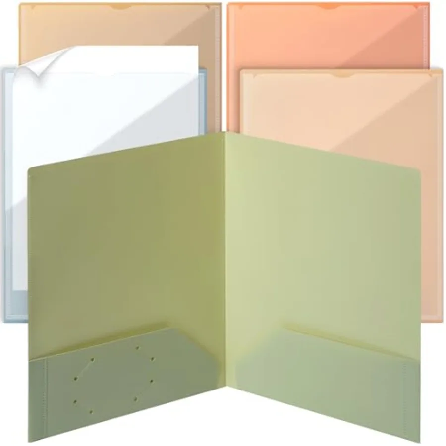

- Plastic Folders with Front Pocket, 5 pcs, Assorted Colors, 2 Pocket Folder