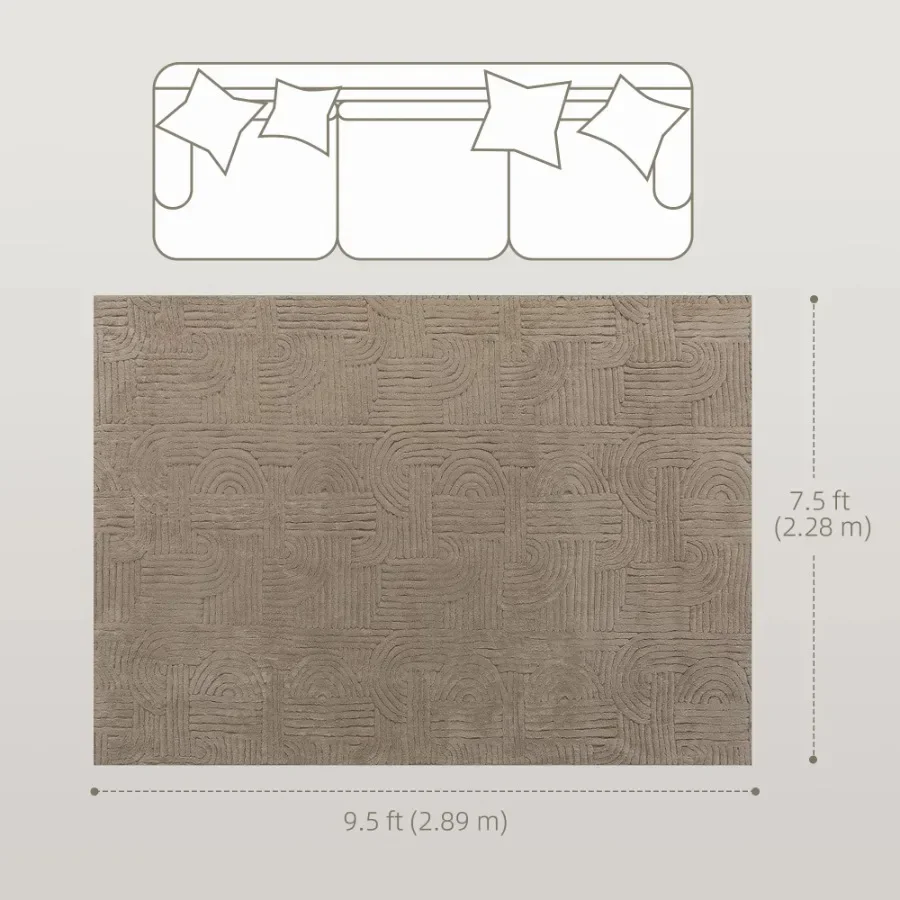 7.5'X9.5' Luxurious Faux Fur Area Rug, Non-Slip Indoor Rug for Living Room, Bedroom, Dining Room, Tan