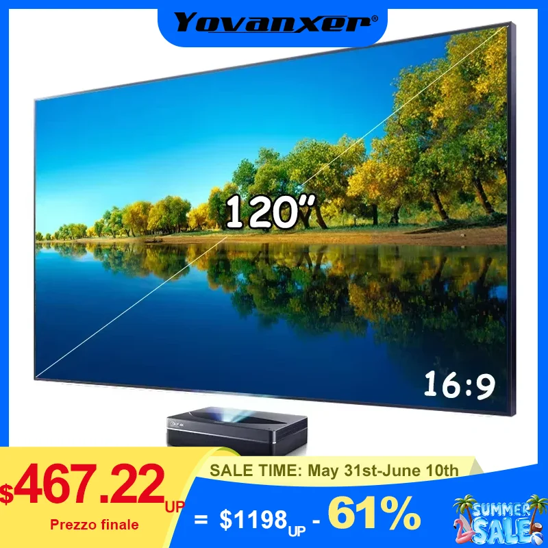 

120 Inch ALR UST Fixed Frame Projector Screen Ultra Short Throw Projection T Prism CLR Curtain 3D 4K 8K Supported