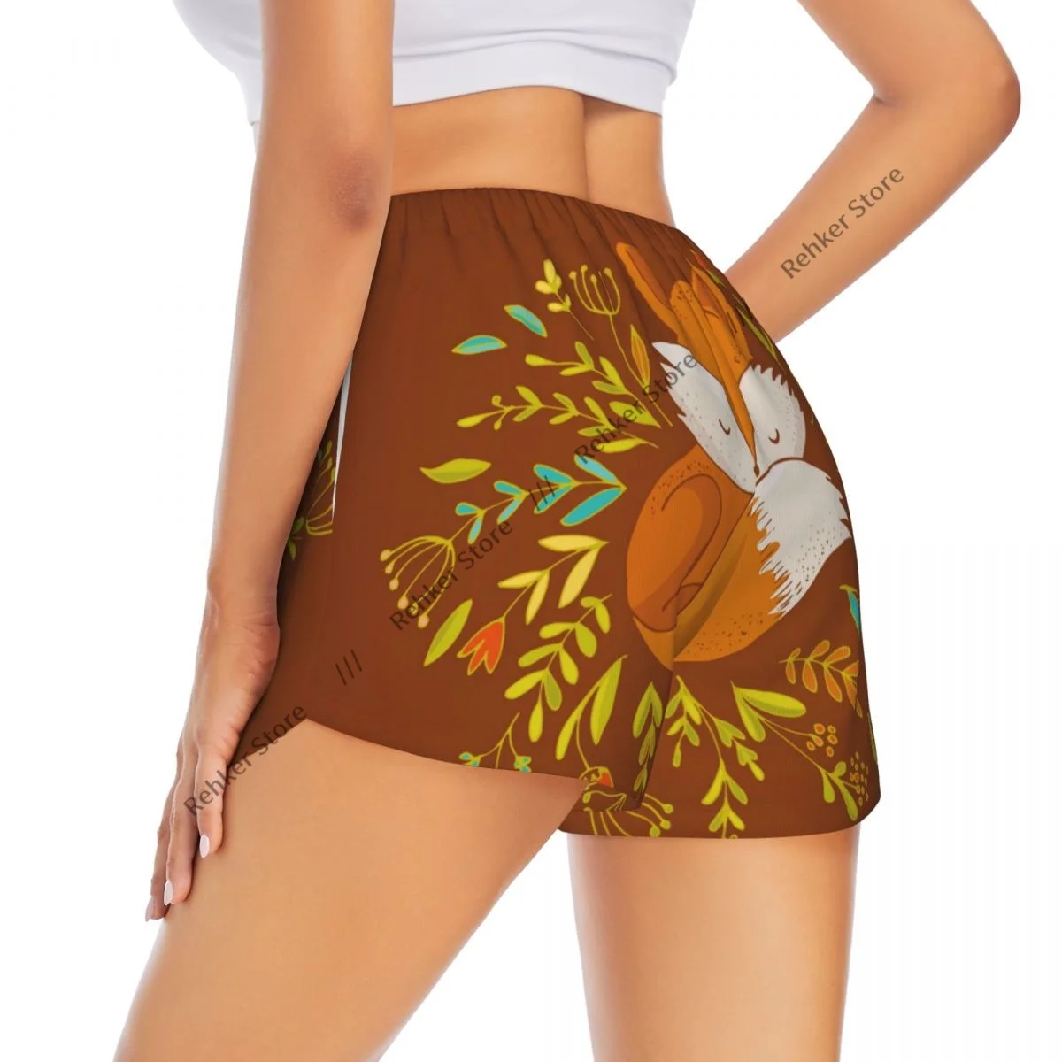 

Женские шорты для йоги с изображением лисы, шорты для тренировок, быстросохнущие женские шорты для йоги, тренажерного зала, бега, спортивная одежда