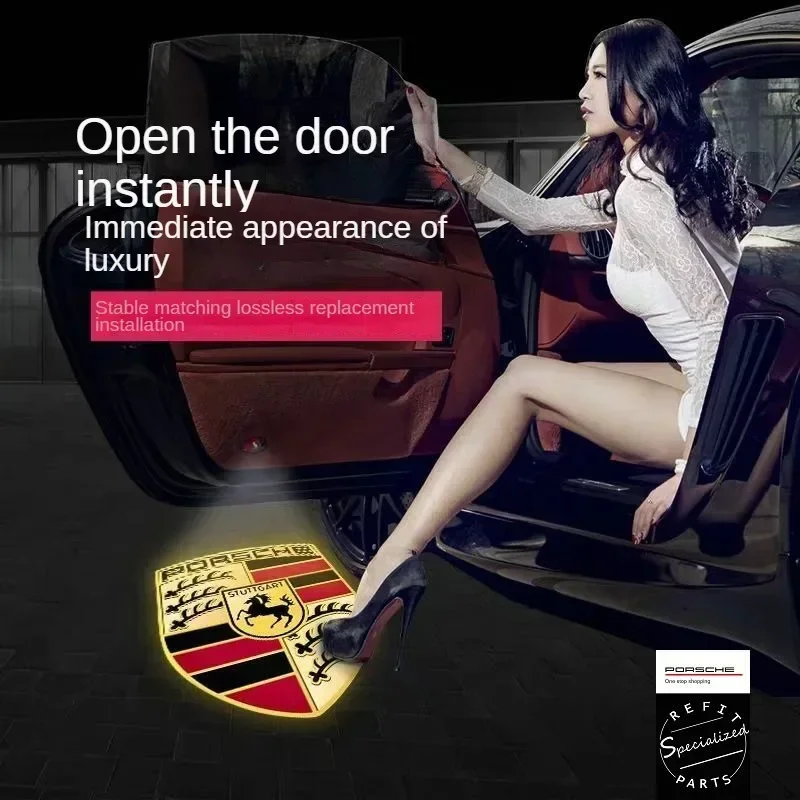 Porsche welcome light Cayenne Macan Panamera 718 911 Boxster Cayman door projection ambient light original car high definition