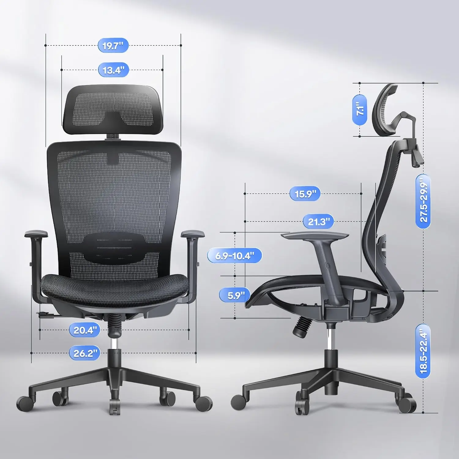 Ergonomic Mesh Office Chair High Back Computer Desk Chair Adjustable Lumbar Support Swivel Task Chair Black, Customized