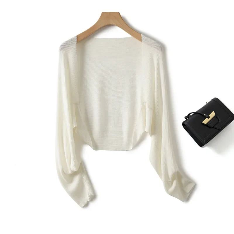 

Women's Short Sleeveless Top Air Conditioning Outerwear Can Shoulder Jacket Ice Silk Knitted Shoulder Shawl Cardigan