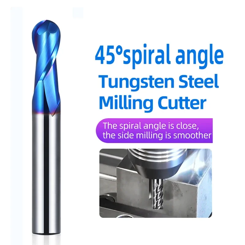 1PC Tungsten Carbide 45 Degree Helix Angle Blue Black Coating CNC Machine Tool Machining Center Milling Cutter