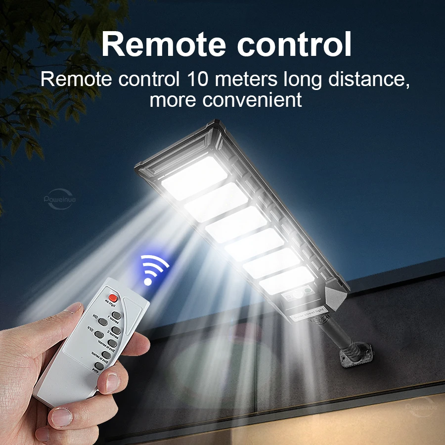 2000W Solar Light Outdoor High Power LED Street Light Motion Sensor and Remote Control Waterproof Garden Yard Garage Light
