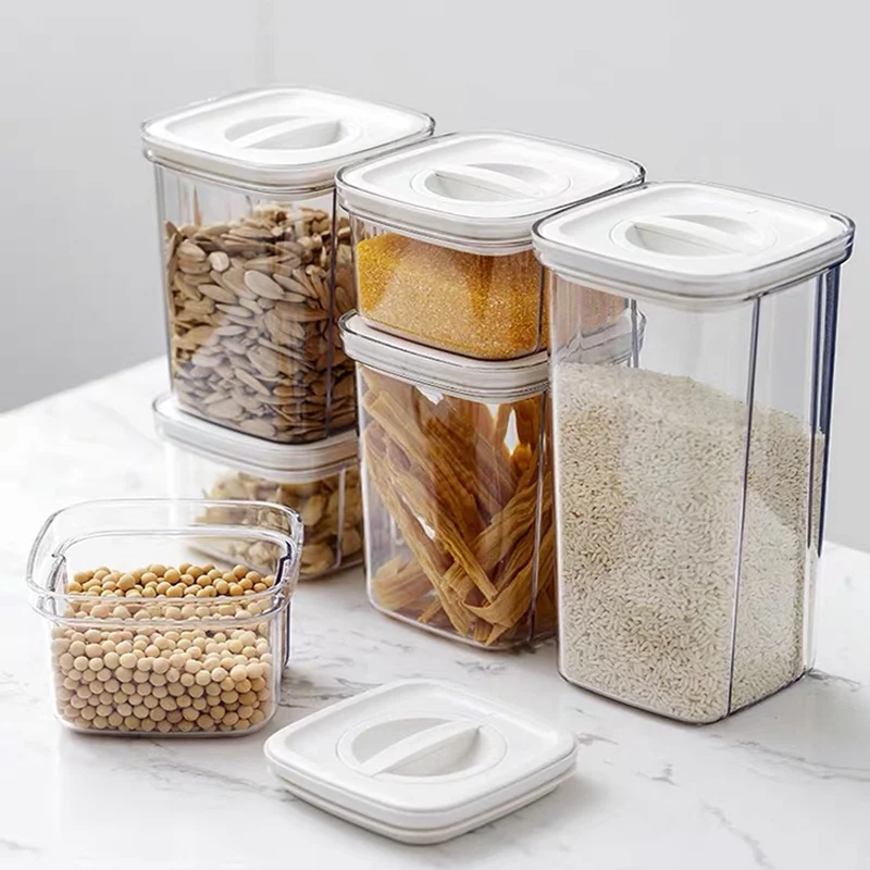 

Plastic Moisture-Proof Storage Box Household Seasoning Jars 1300/2000ML Sealed Jars Kitchen Grain Storage Organizer Large Tank