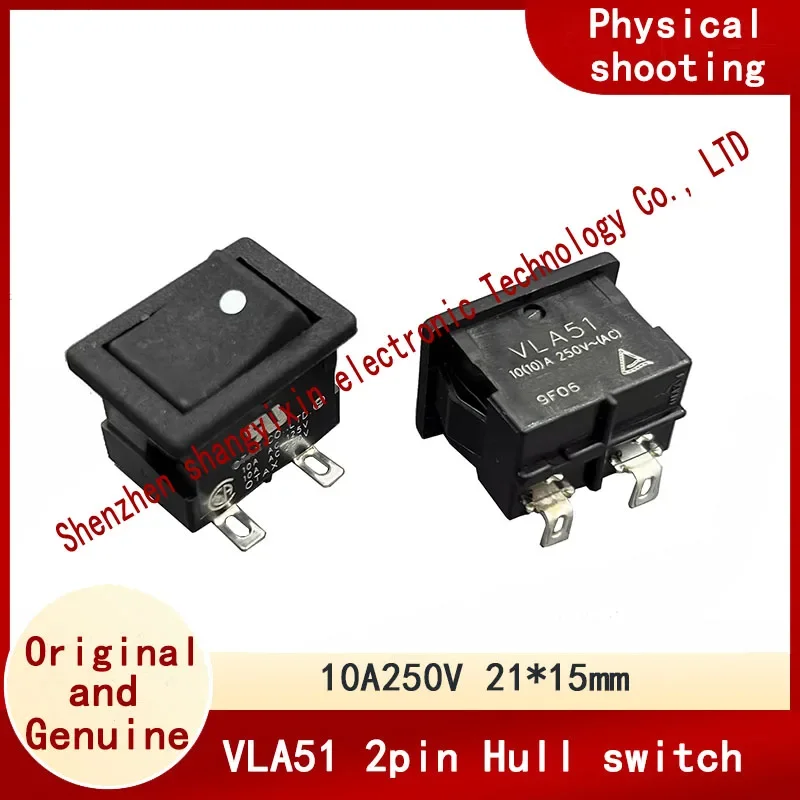 Original UL certified Boat type switch VLA51 bent foot 2 pin 2 speed warping switch 10A250V power switch 21*15mm