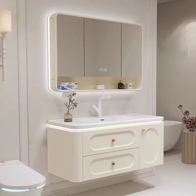 منظم حديث لخزانة الحمام ومرآة ورفوف تخزين العطور وخزانة العناية بالبشرة والأثاث الخشبي العصري #3