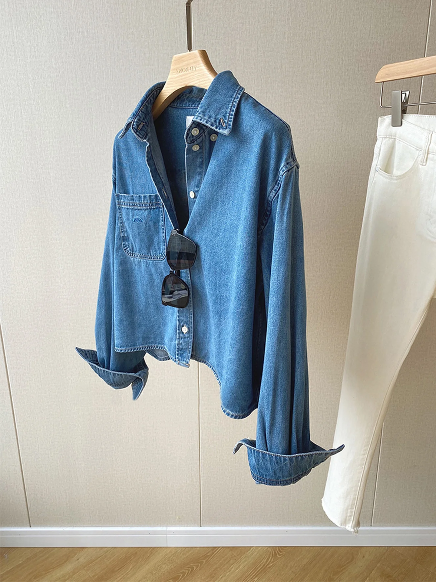 

Женский ort Svel Denim irt, повседневный многослойный дизайн, весна-осень, модная корейская вышивка на пуговицах, поездка на работу