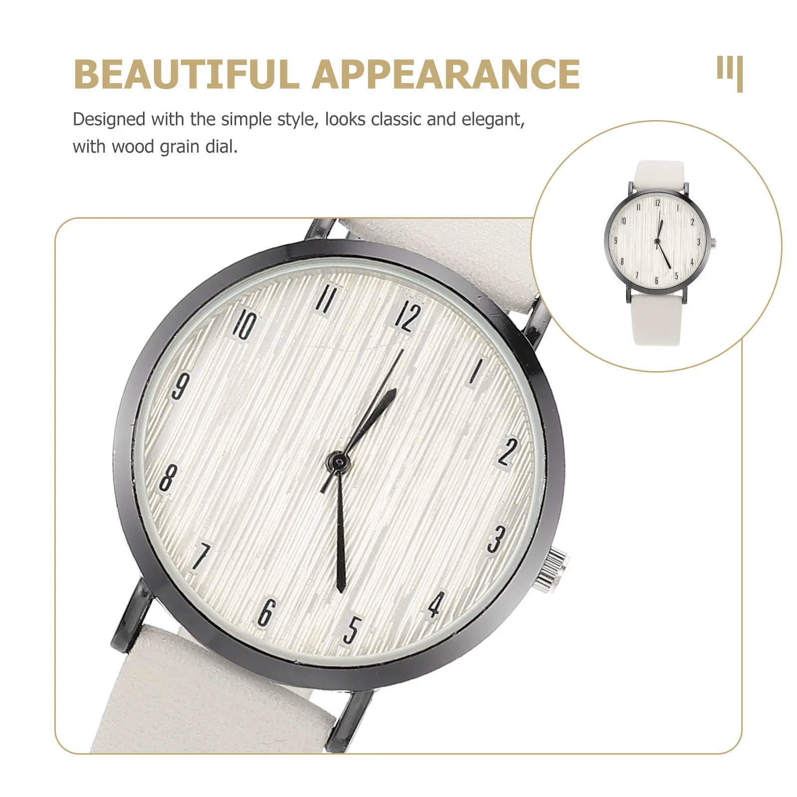 Stylish Women Quartz Watch Wooden Grain Face Elegant Minimalist Design Lightweight Comfortable Wrist Watch for Office Party