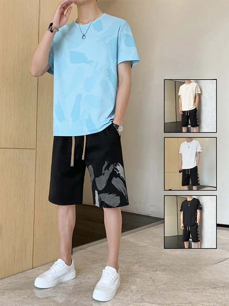 Conjunto Esportivo Casual TUCANO Ice Silk Masculino de Verão Fino de Secagem Rápida Camiseta de Manga Curta e Shorts Duas Peç...