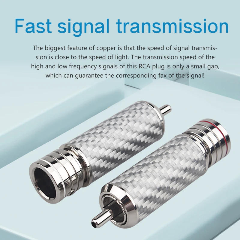Audiophile Carbon Fiber Rhodium Plated Speaker RCA Male Plug Solder Wire Connector Splice Adapter Audio Jack