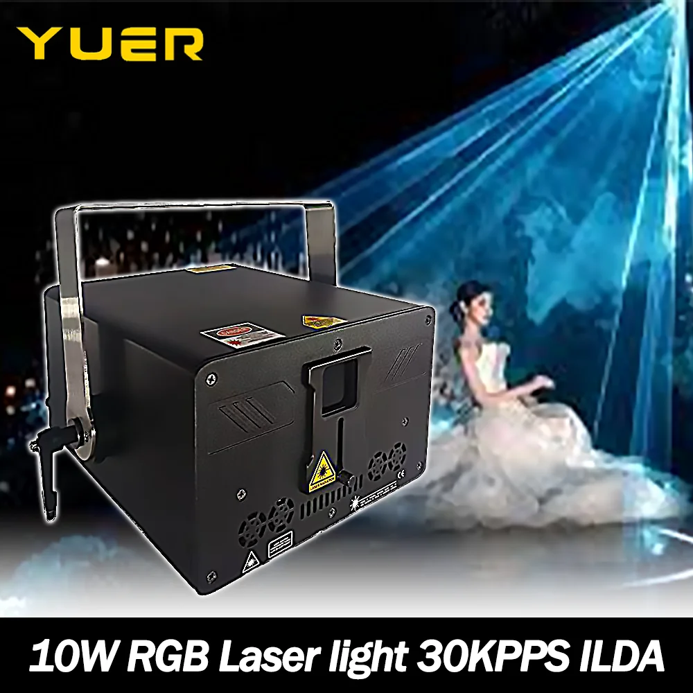 

Полноцветный лазерный проектор RGB 10 Вт с системой ILDA New programmes 30Kpps DMX-управление для лазерного шоу Club DJ Disco Concert
