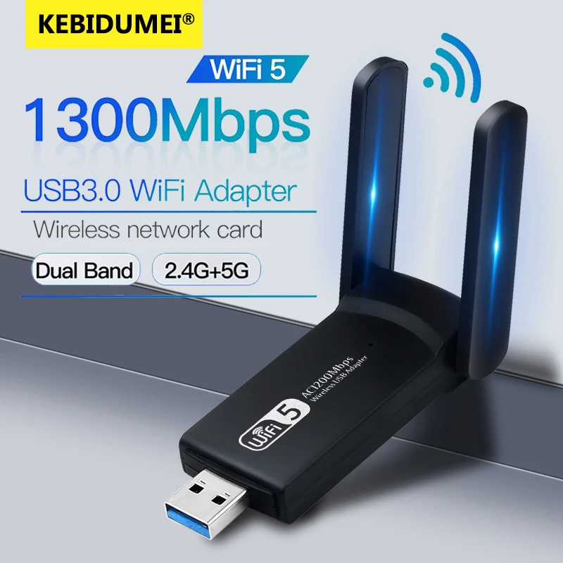 

1300Mbps USB WiFi Adapter WiFi 5 Ethernet Network Card Bluetooth 4.2 Dual Band 5G 2.4G USB3.0 WiFi Dongle for PC Laptop Receiver