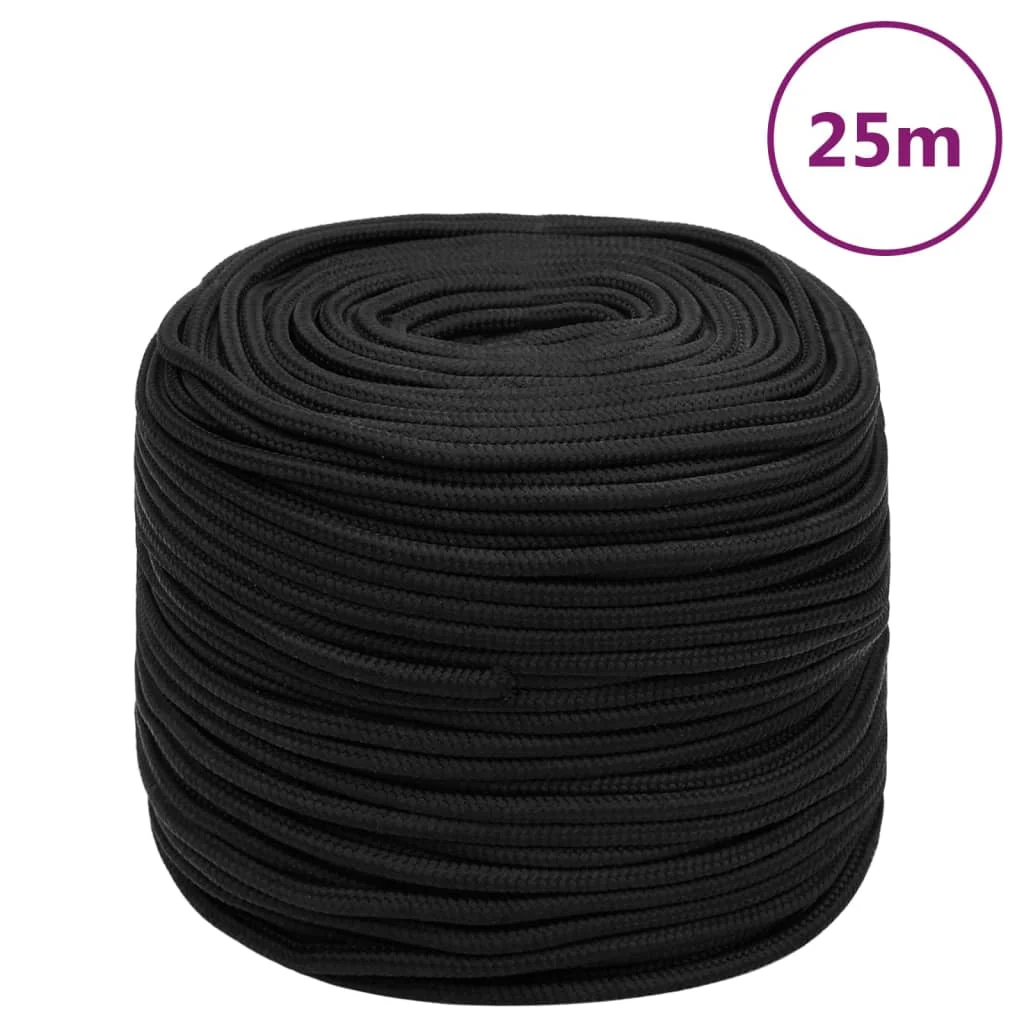 Bootsseil, komplett schwarz, 10 mm, 25 m, Polypropylen, Hardware-Zubehör, Seile, Drähte, Baubedarf, Zubehör
