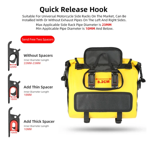 Imagen 2 del producto Rhinowalk-Bolsa de sillín de motocicleta, 15L, impermeable, liberación rápida, alforja lateral, paquete de almacenamiento de Motor, venta de una sola pieza