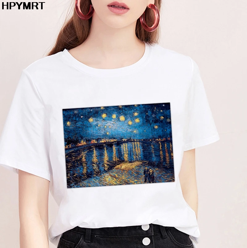 New summer t-shirt Van Gogh Starry sky printed t shirt women Harajuku Retro art pattern tshirt female Short Sleeve tops clothing