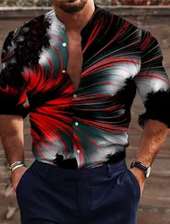 Camisa con estampado 3D para hombre, camisa de manga larga con solapa, estilo clásico, transpirable y cómodo