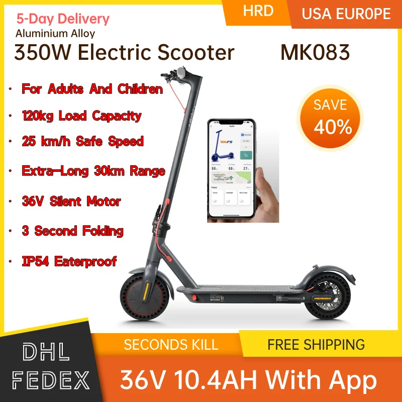 Hot sale 36V 350W 10ah Electric Scooter Lightweight Aluminum  Li-ion Battery Folding Family Mobility e-scooter for Adults Kids