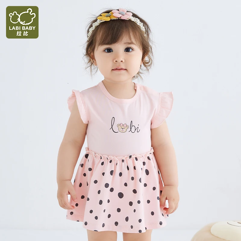 

3-18M Baby Dress Romper Toddler Girls Onesies Fly Sleeve Summer Jumpsuit Dot Print Newborn Bodysuits Outfits Infant Baby Clothes