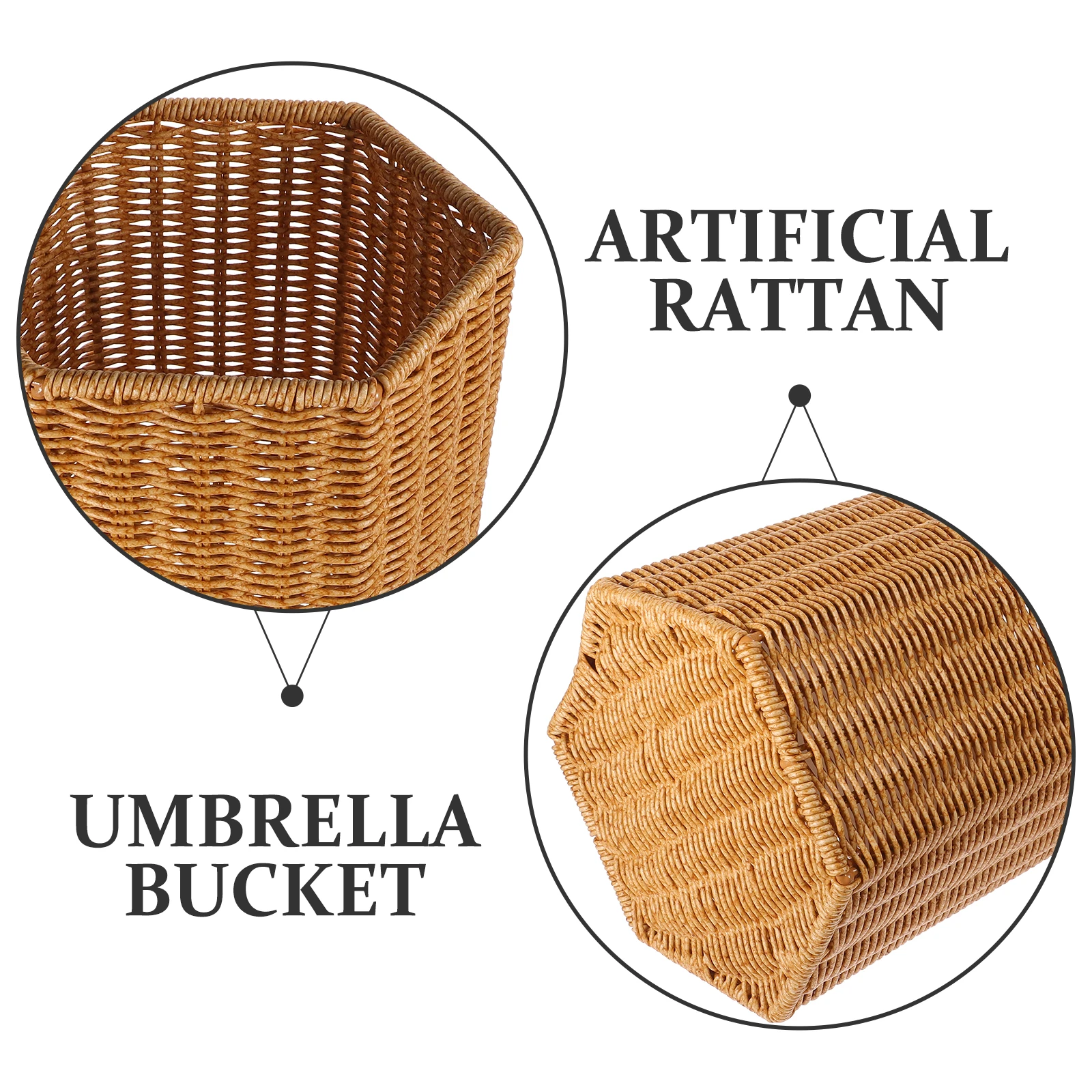 

Umbrella Storage Bucket Plastic Stand Large Capacity Umbrella Holder for Entryway Home Office Yoga Mat Rattan Design