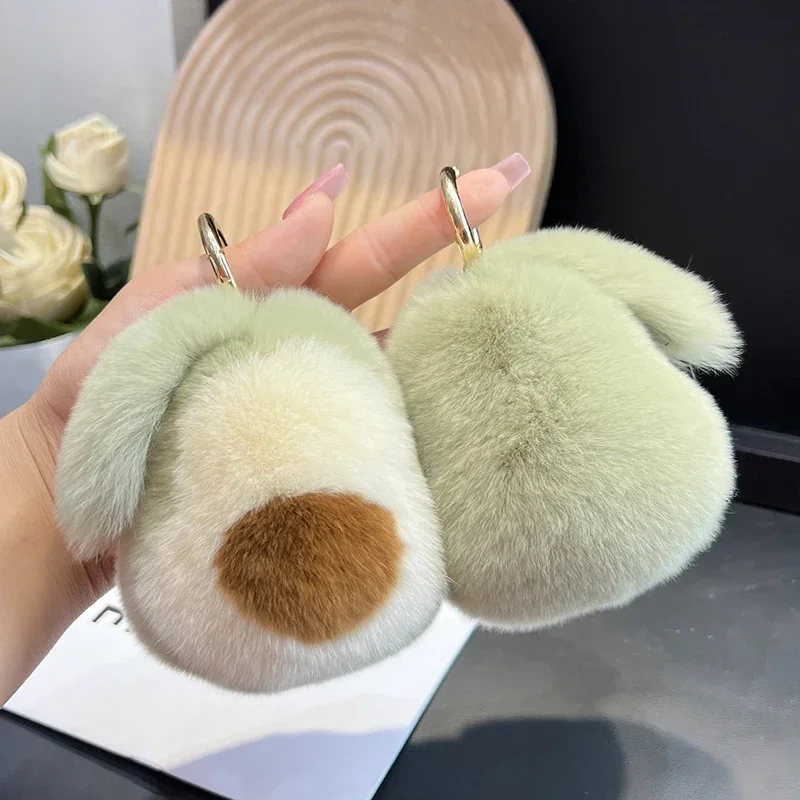 Nuovo simpatico imitazione pelliccia di coniglio Rex avocado portachiavi per auto ciondolo ragazza Kawaii regalo bambola di peluche zaino ciondolo borsa 1 PC